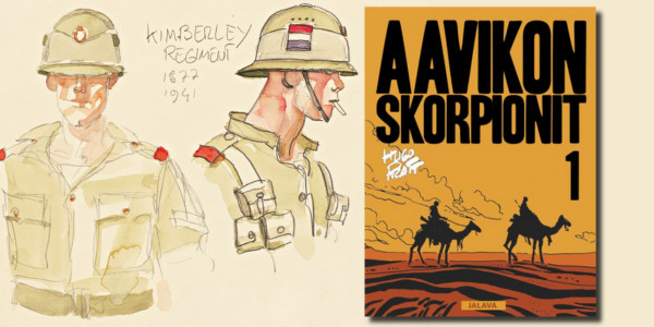 Aavikon skorpionit -albumin kuvitusta ja kansi.