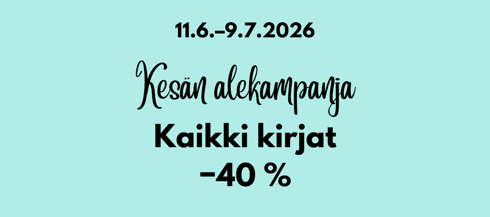 Kesän alekampanja: kaikki kirjat -40 %